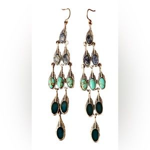 LUCKY BRAND Silvertone Feather Chandelier Earrings